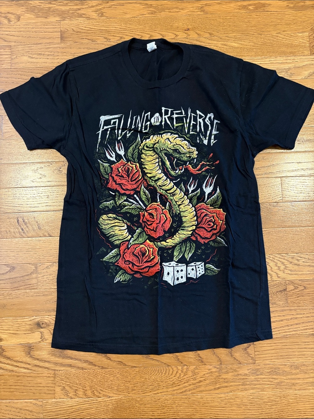 Hot Topic | Black Falling In Reverse Band T-Shirt Size Medium Snake Eyes